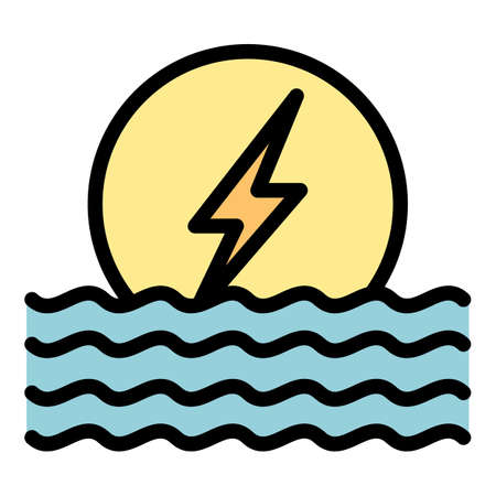 Hydro eco power icon. Outline hydro eco power vector icon color flat isolatedのイラスト素材