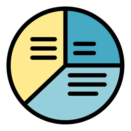 Pie chart icon. Outline pie chart vector icon color flat isolatedのイラスト素材