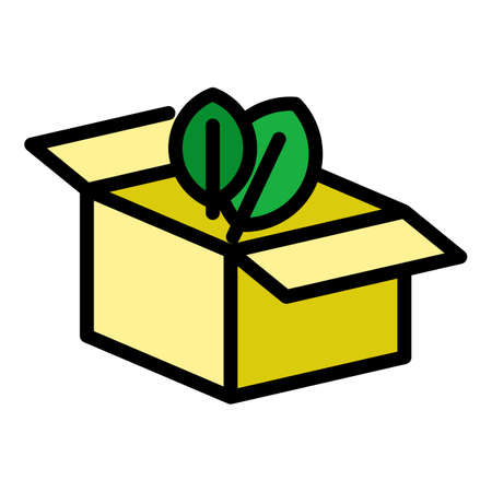 Carton box icon. Outline carton box vector icon color flat isolatedのイラスト素材