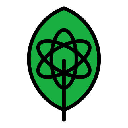 Eco leaf world icon. Outline eco leaf world vector icon color flat isolated
