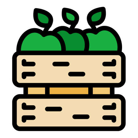 Organic apples icon. Outline organic apples vector icon color flat isolatedのイラスト素材