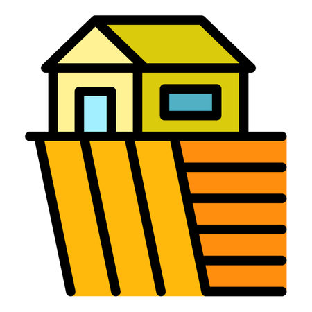 Village house icon. Outline village house vector icon color flat isolatedのイラスト素材