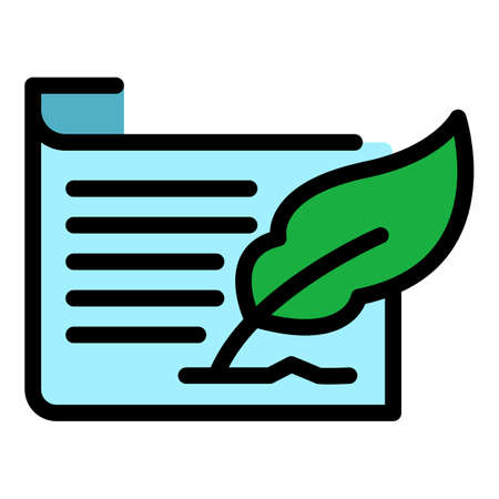 Diploma feather icon. Outline diploma feather vector icon color flat isolatedのイラスト素材