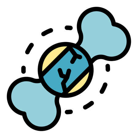 Broken bone icon. Outline broken bone vector icon color flat isolatedのイラスト素材