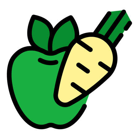 Apple carrot slimming icon. Outline apple carrot slimming vector icon color flat isolatedのイラスト素材