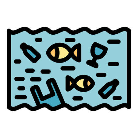 Ocean waste icon. Outline ocean waste vector icon color flat isolatedのイラスト素材