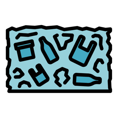 Lake waste icon. Outline lake waste vector icon color flat isolatedのイラスト素材
