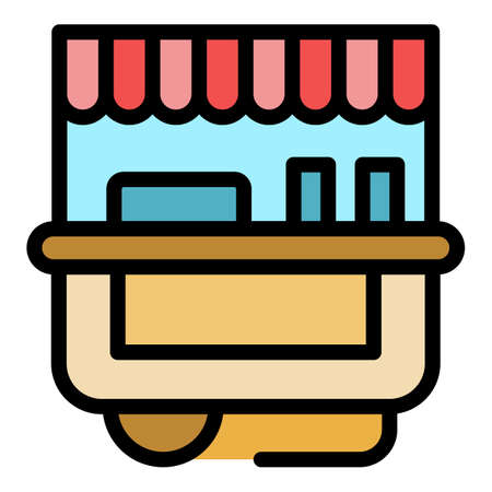 Food trolley icon. Outline food trolley vector icon color flat isolatedのイラスト素材
