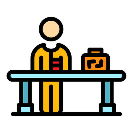 Airport worker icon. Outline airport worker vector icon color flat isolatedのイラスト素材