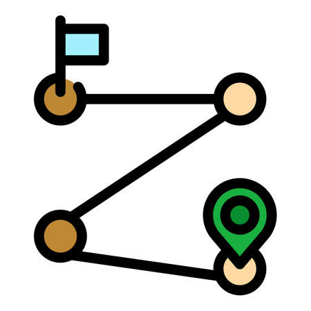Destination itinerary icon. Outline destination itinerary vector icon color flat isolatedのイラスト素材
