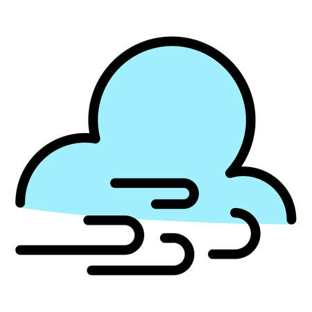 Windy weather icon. Outline windy weather vector icon color flat isolated