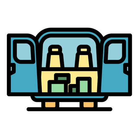 Vehicle trunk icon. Outline vehicle trunk vector icon color flat isolatedのイラスト素材