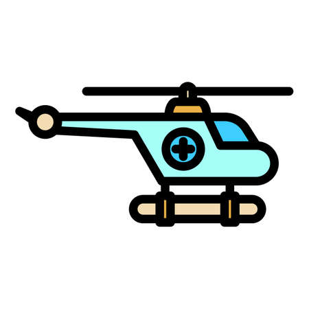 Water rescue helicopter icon. Outline water rescue helicopter vector icon color flat isolatedのイラスト素材