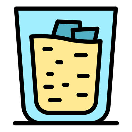 Full bourbon glass icon. Outline full bourbon glass vector icon color flat isolatedのイラスト素材