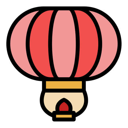 Sky lantern icon. Outline sky lantern vector icon color flat isolatedのイラスト素材