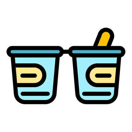 Kids yogurt icon. Outline kids yogurt vector icon color flat isolatedのイラスト素材