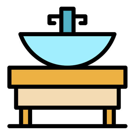 Bath sink system icon. Outline bath sink system vector icon color flat isolatedのイラスト素材