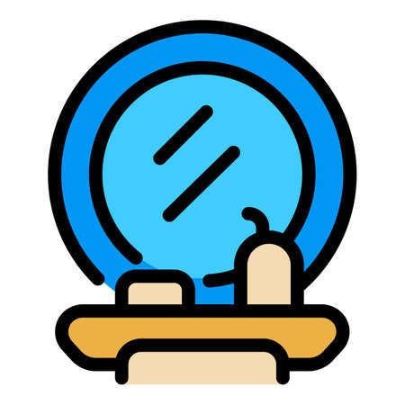 Toilet round mirror icon. Outline toilet round mirror vector icon color flat isolatedのイラスト素材