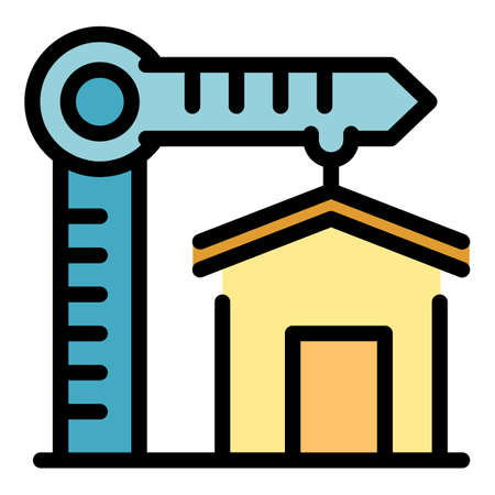Building house crane icon. Outline building house crane vector icon color flat isolatedのイラスト素材
