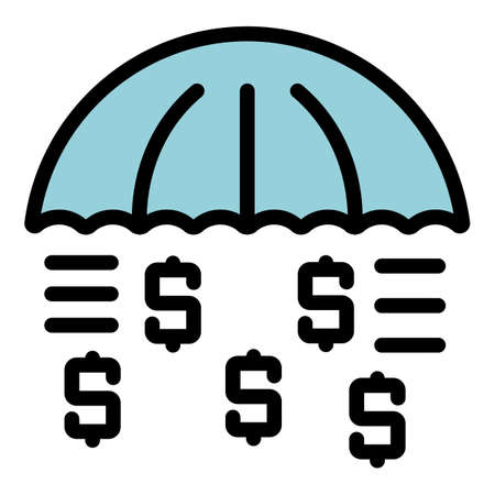 Insurance money icon. Outline insurance money vector icon color flat isolatedのイラスト素材