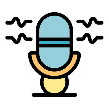 Speech recorder icon. Outline speech recorder vector icon color flat isolatedのイラスト素材