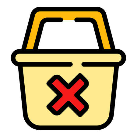 Shopping basket icon. Outline shopping basket vector icon color flat isolatedのイラスト素材