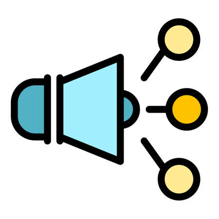 Social network megaphone icon. Outline social network megaphone vector icon color flat isolatedのイラスト素材