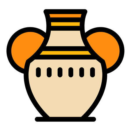Amphora icon. Outline amphora vector icon color flat isolatedのイラスト素材
