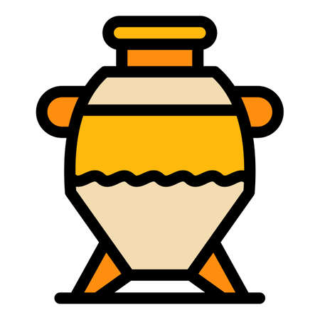 Craft amphora icon. Outline craft amphora vector icon color flat isolatedのイラスト素材