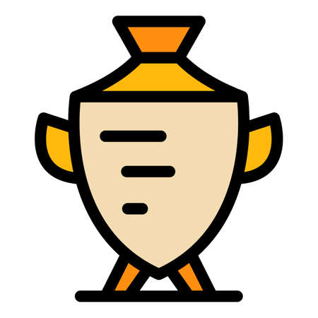 Amphora urn icon. Outline amphora urn vector icon color flat isolatedのイラスト素材