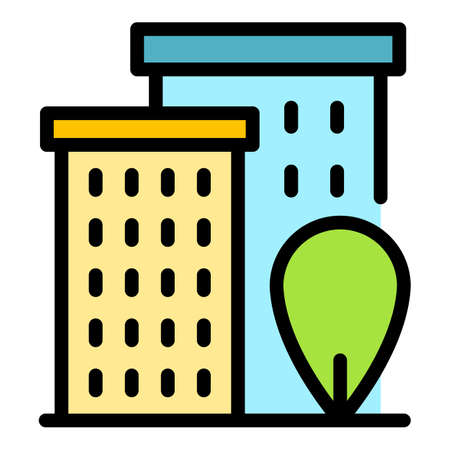 City building icon. Outline city building vector icon color flat isolatedのイラスト素材