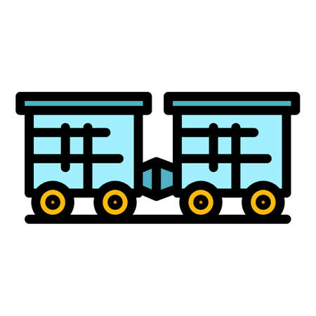 Airport trolley icon. Outline airport trolley vector icon color flat isolatedのイラスト素材