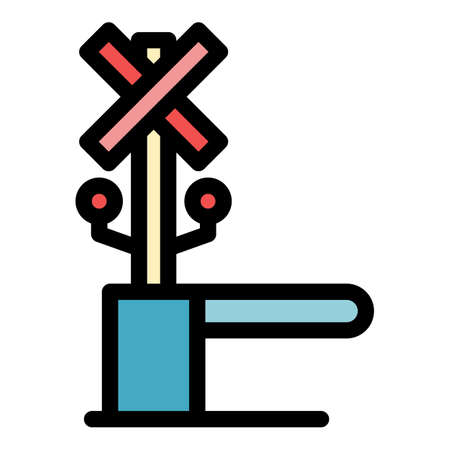 Railway barrier icon. Outline railway barrier vector icon color flat isolatedのイラスト素材