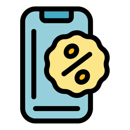 Sale percent online voucher icon. Outline sale percent online voucher vector icon color flat isolatedのイラスト素材