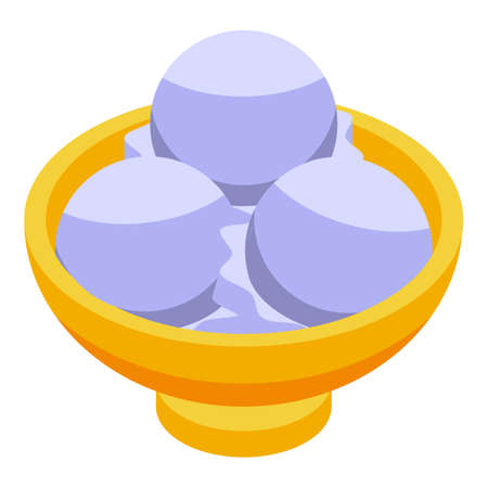 Milk sundae icon isometric vector. Cream bowl. Dessert summerのイラスト素材