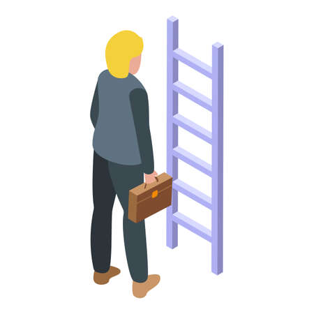 Business idea ladder icon isometric vector. Digital data. Bulb thinkのイラスト素材