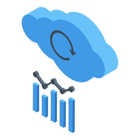 Data cloud isometric vector. Business data. Digital ideaのイラスト素材