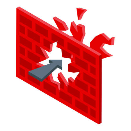 Insight brick wall icon isometric vector. Digital idea. Bulb thinkのイラスト素材