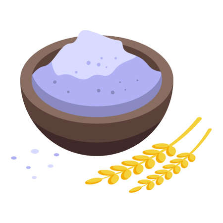Flour bowl icon isometric vector. Italian pasta. Food cuisineのイラスト素材