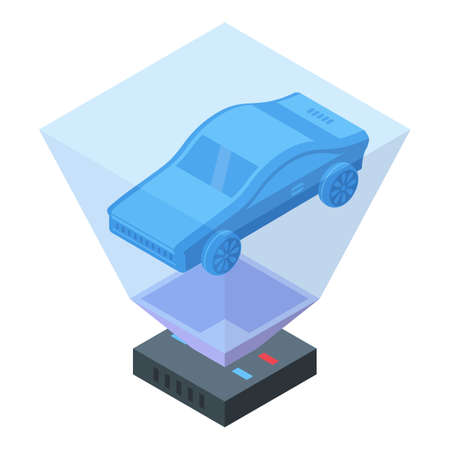 Car hologram icon isometric vector. Digital projection. Cad engineのイラスト素材