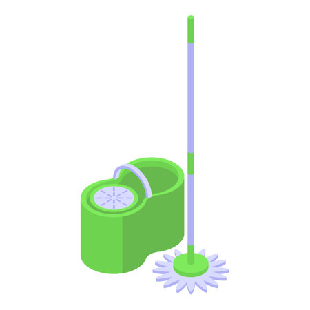 Cleaning mop icon isometric vector. Clean bucket. Floor equipmentのイラスト素材