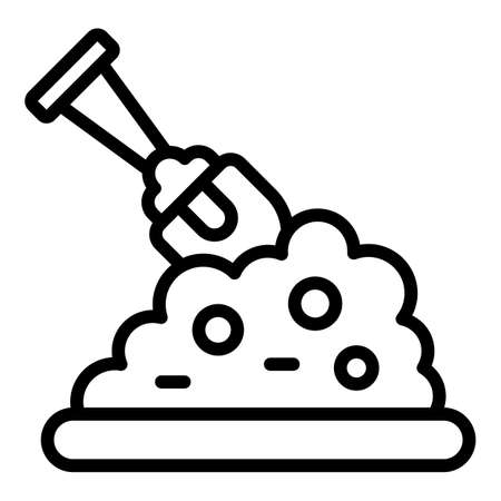 Shovel sand icon outline vector. Stone cement. Brick mortarのイラスト素材
