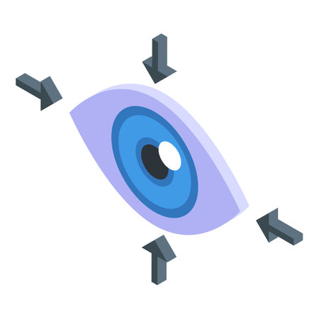 Eye concentration icon isometric vector. Focus brain. Zen goalのイラスト素材