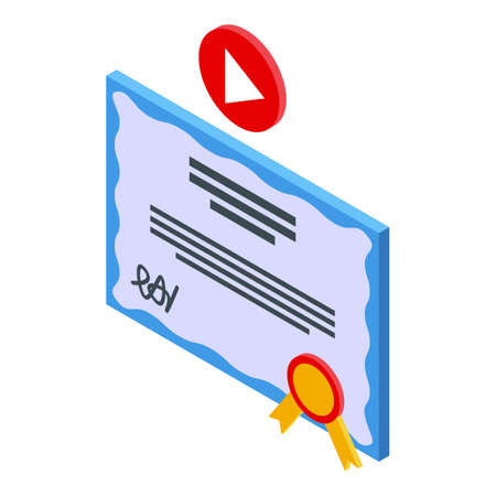 Online education diploma icon isometric vector. Free course. Learn trainingのイラスト素材