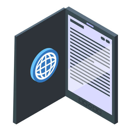 Ebook icon isometric vector. Library book. Digital computerのイラスト素材