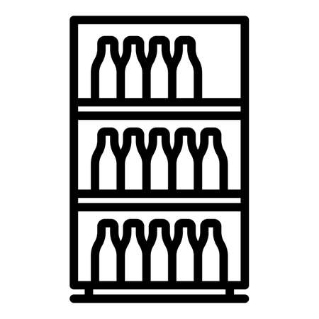 Alcohol wine cabinet icon outline vector. Wood bar. Store bottleのイラスト素材