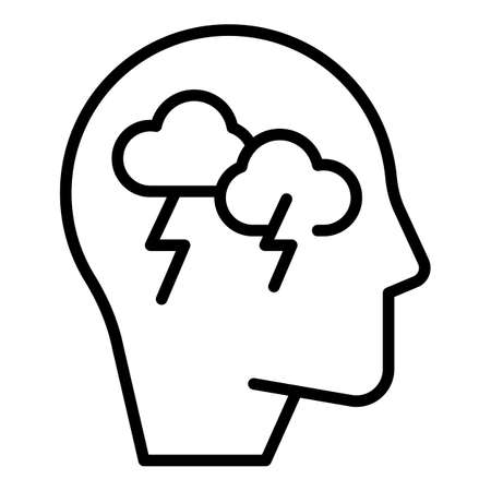 Mind thunderstorm icon outline vector. Mental brain. Health trainingのイラスト素材