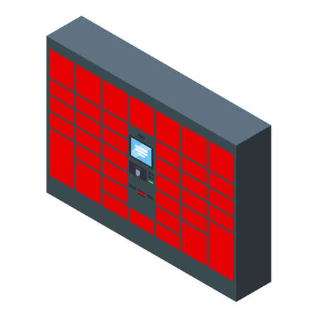 Street self-service parcel delivery locker icon isometric vector. Package service. Post doorのイラスト素材