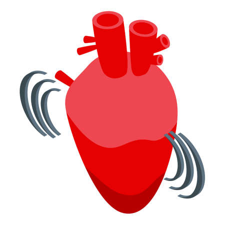 Heart rate fear icon isometric vector. Panic attack. Anger stressのイラスト素材
