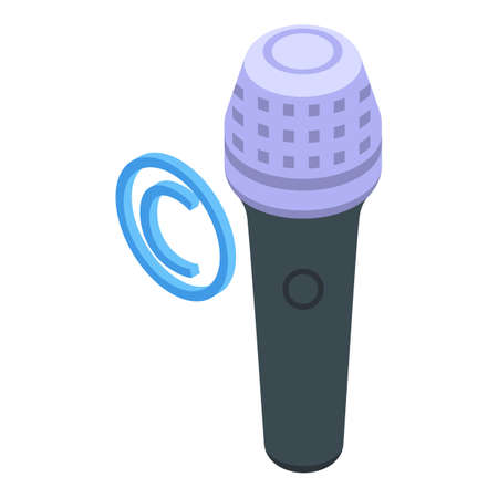 Copyright law music microphone icon isometric vector. Digital patent. Legal justiceのイラスト素材